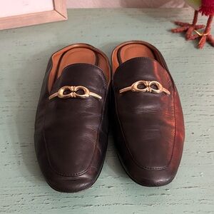 Coach Black Leather Loafers with Gold Detail SZ 7.5 B box 148